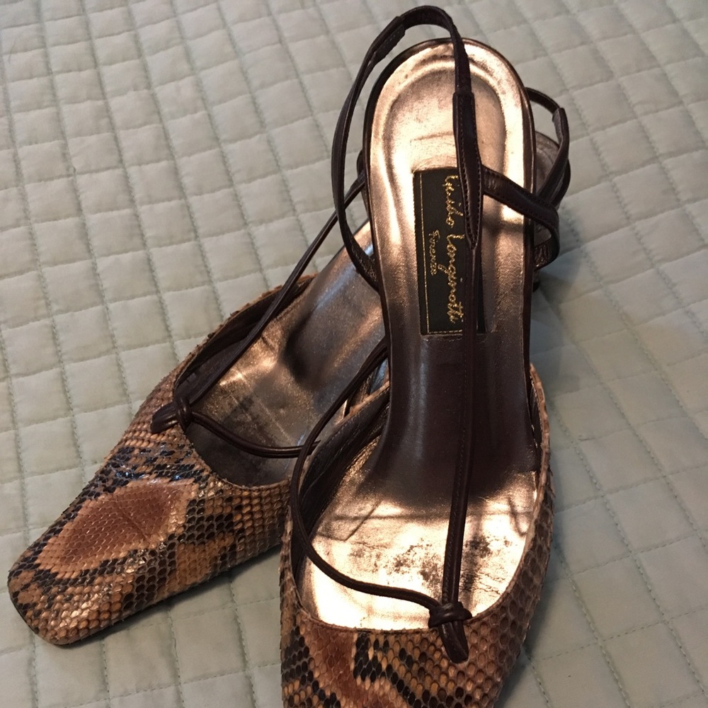 Real snakeskin slingback sandals
